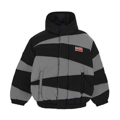 KENZO Stripe Hooded Jacket Gray Long Sleeve FD65OU1379NC-99J