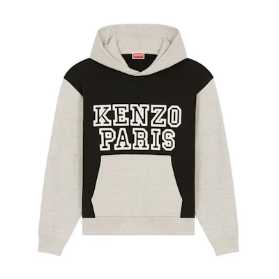 KENZO Tiger Academy Black Logo Printed Loose Fit Hoodie. FD65SW0844ME-99J