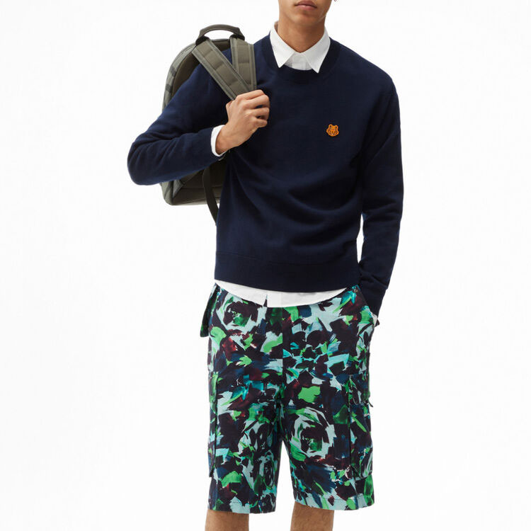 Shop KENZO Tiger Crest Pullover Sweater Pria Biru FB65PU6423TA-79