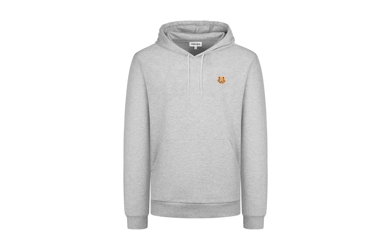 KENZO Tiger Embroidered Cotton Hoodie - Gray FA65SW3604MD-94