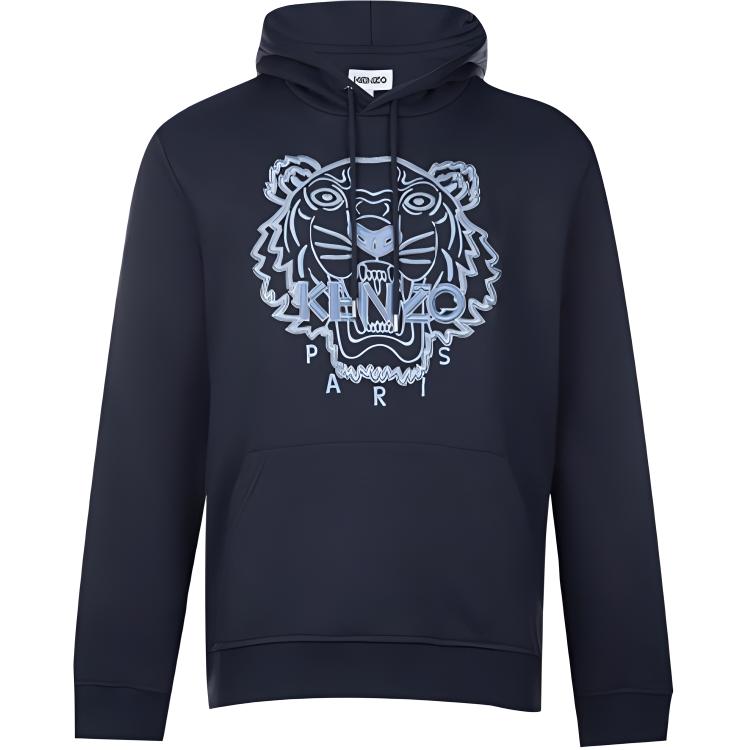 KENZO Tiger Embroidered Hoodie Winter Deep Blue Pullover Fleece FB65SW3344XFBAW-79