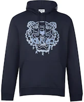 KENZO Tiger Embroidered Hoodie Winter Deep Blue Pullover Fleece FB65SW3344XFBAW-79 KENZO Tiger Embroidered Hoodie Winter Deep Blue Pullover Fleece FB65SW3344XFBAW-79