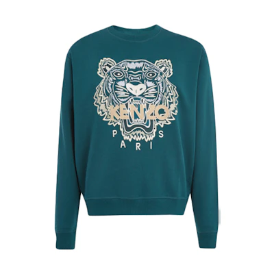 KENZO Tiger Embroidered Logo Crewneck Sweatshirt Blue - FA65SW1104XA-73