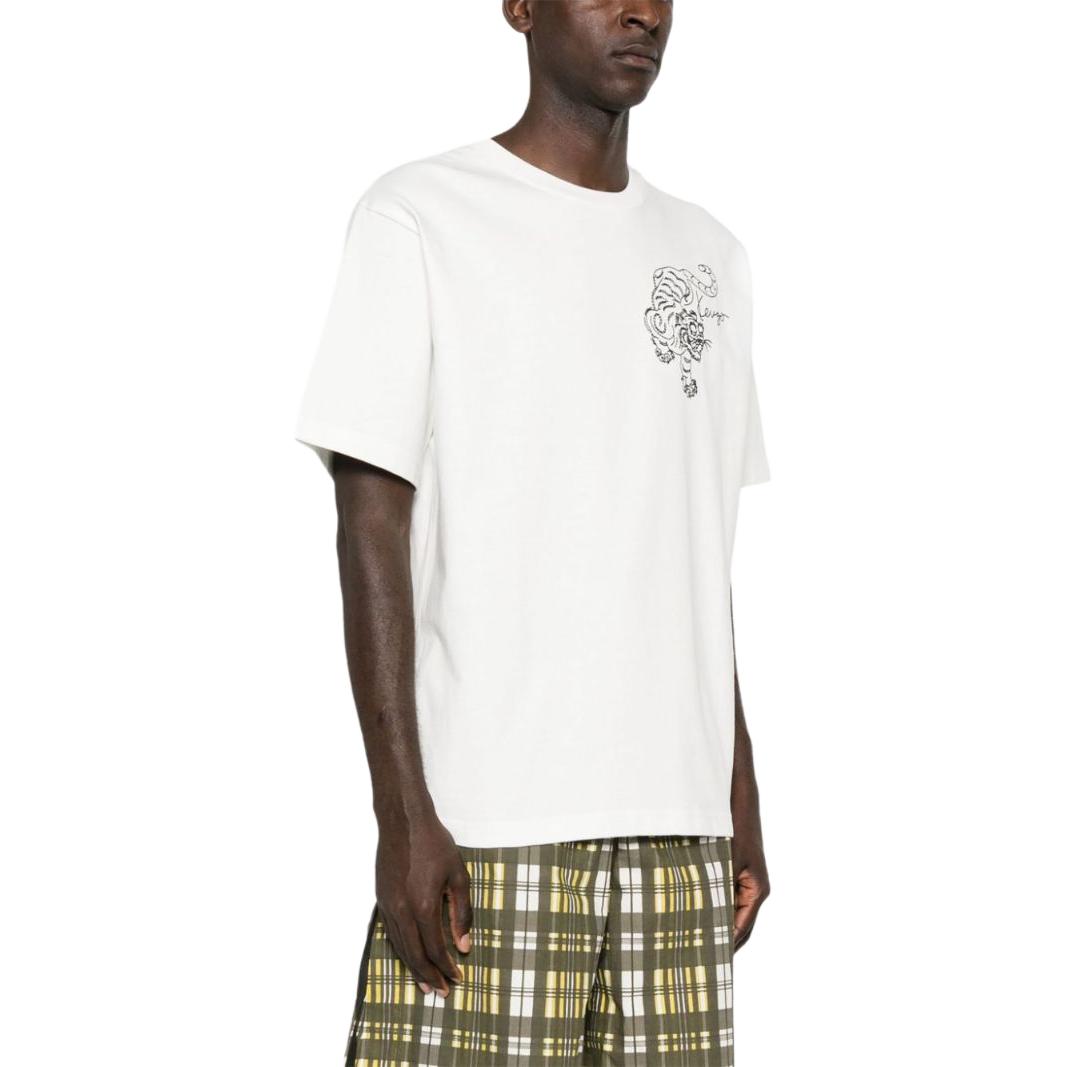 Purchase KENZO Tiger Embroidered Oversized Crew Neck T-Shirt White - FE65TS2964SI-02