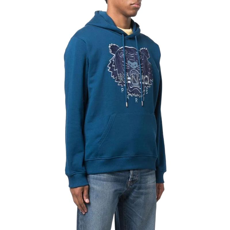 KENZO Tiger Embroidered Pullover Hoodie  Navy Blue Long Sleeve Sweatshirt FB65SW3304MZ-77 圖 5