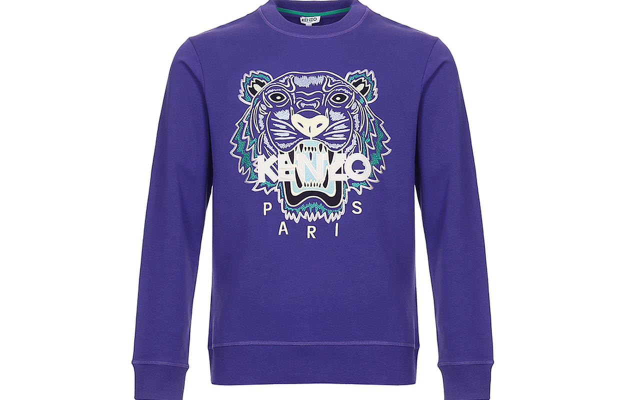 KENZO Tiger Embroidered Sweatshirt Purple Classic Long Sleeve FA55SW0014XA-80