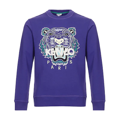 KENZO Tiger Embroidered Sweatshirt Purple Classic Long Sleeve FA55SW0014XA-80