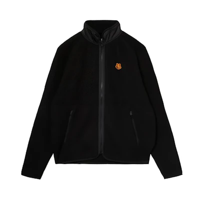KENZO Tiger Embroidered Zip-Up High Collar Fleece Jacket Men’s Black FA65BL7604ML-99