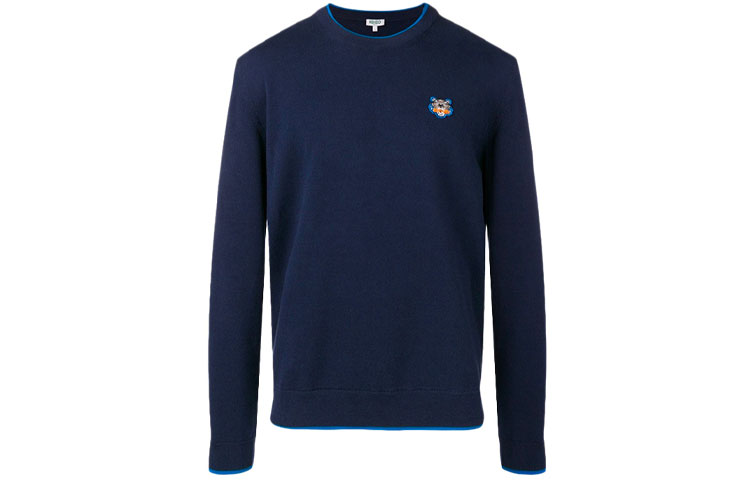 KENZO Tiger Logo Classic Knit Long Sleeve Navy Sweater. F955PU2023AB-76
