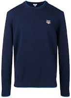 KENZO Tiger Logo Classic Knit Long Sleeve Navy Sweater. F955PU2023AB-76 KENZO Tiger Logo Classic Knit Long Sleeve Navy Sweater. F955PU2023AB-76