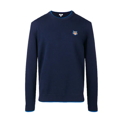 KENZO Tiger Logo Classic Knit Long Sleeve Navy Sweater. F955PU2023AB-76