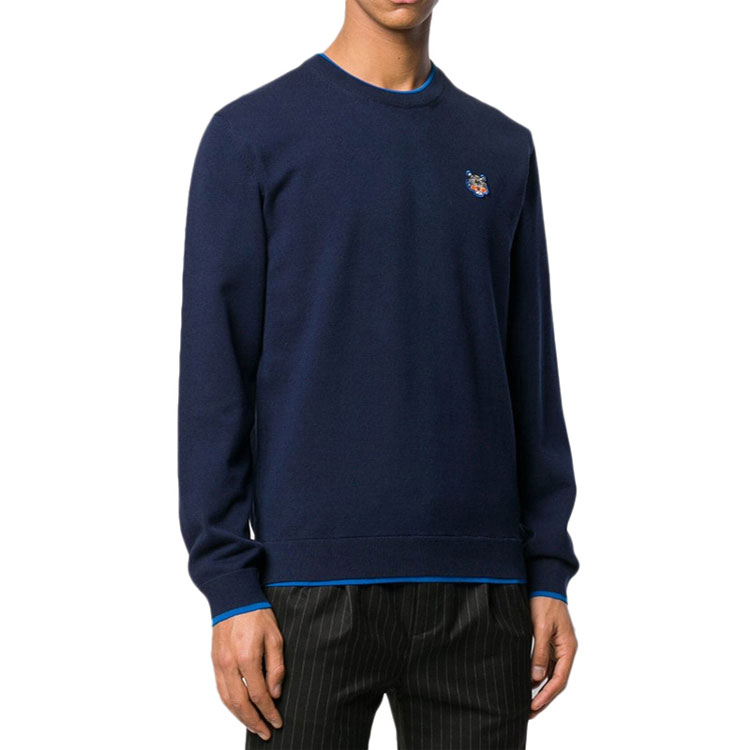 Lookbook KENZO Baju Sejuk Navy Lengan Panjang Logo Harimau Klasik. F955PU2023AB-76