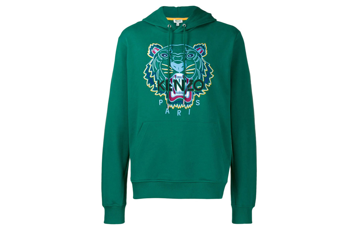 KENZO Tiger Logo Drawstring Hoodie Men’s Dark Green F965SW4154XA-53