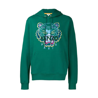 KENZO Tiger Logo Drawstring Hoodie Men’s Dark Green F965SW4154XA-53