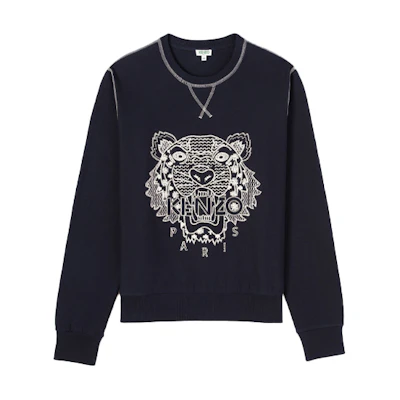 KENZO Tiger Logo Embroidered Pullover Sweatshirt Blue () FA5-5SW313-4XK-77