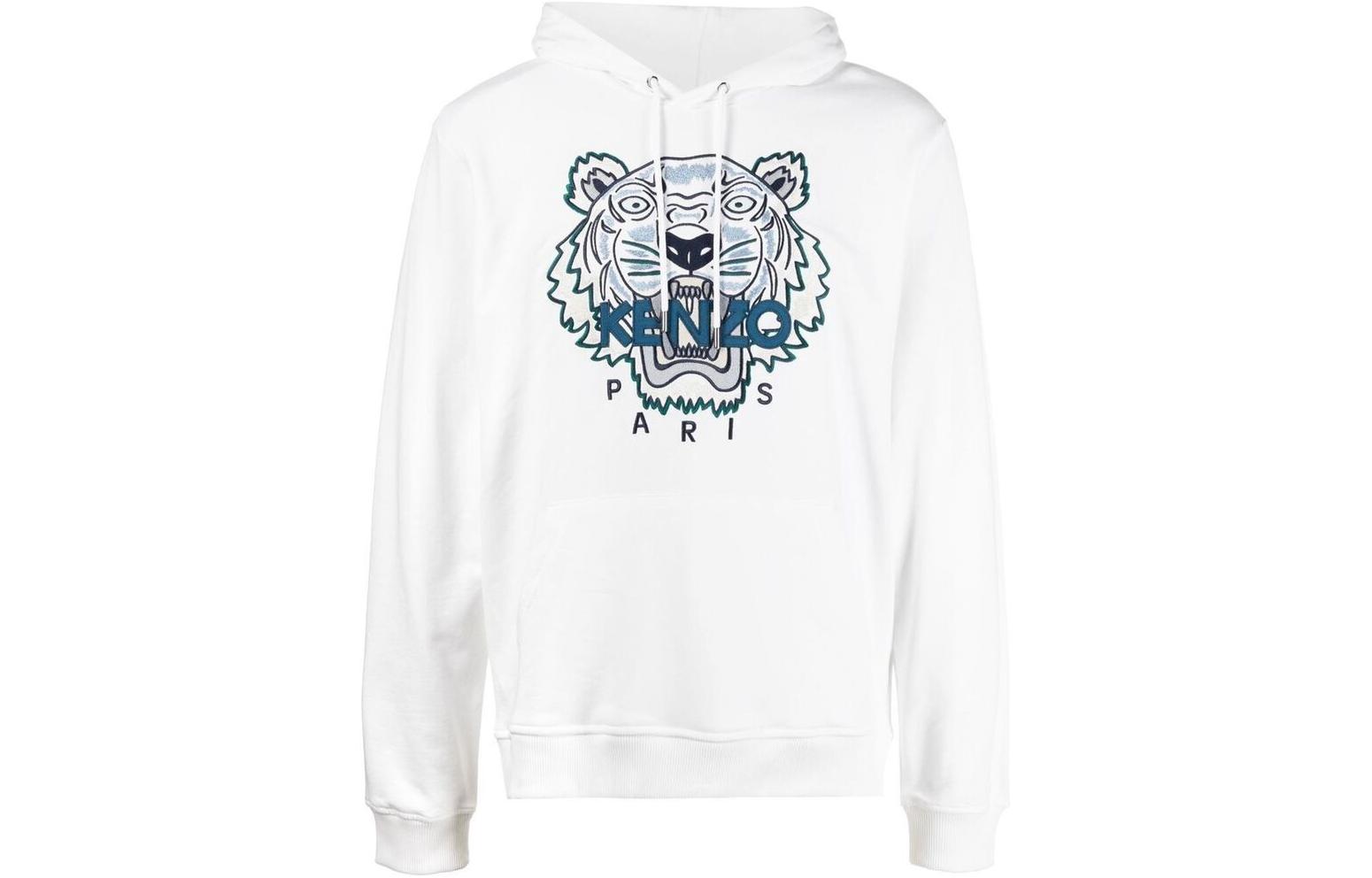KENZO Tiger Logo Graphic Hoodie White FC65SW3334XL-01