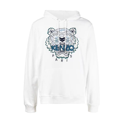 KENZO Tiger Logo Graphic Hoodie White FC65SW3334XL-01