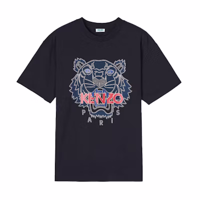 KENZO Tiger Print Black Cotton Short Sleeve T-Shirt FA5-5TS5114YO-99