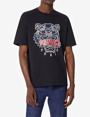 KENZO Baju-T Lengan Pendek Cetakan Harimau Hitam Kapas. FA5-5TS5114YO-99 Shop KENZO Baju-T Lengan Pendek Cetakan Harimau Hitam Kapas. FA5-5TS5114YO-99