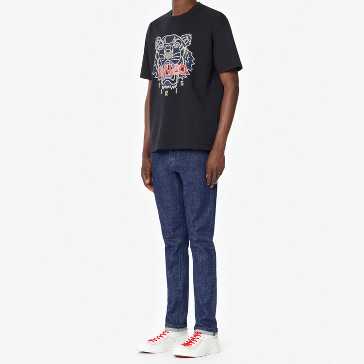 Details for KENZO Baju-T Lengan Pendek Cetakan Harimau Hitam Kapas. FA5-5TS5114YO-99