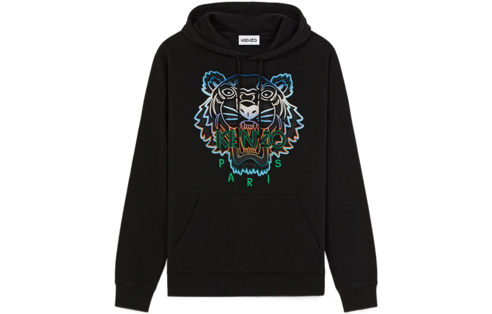 KENZO Tiger Print Pullover Hoodie Black Long Sleeve FB65SW3304MA-99A