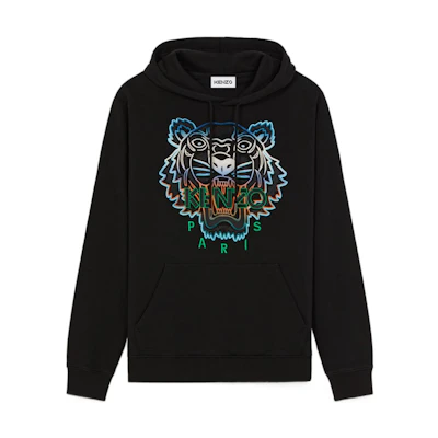 KENZO Tiger Print Pullover Hoodie Black Long Sleeve FB65SW3304MA-99A