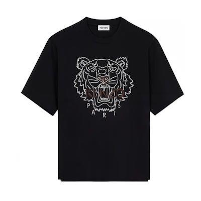 KENZO Tiger Print Slim Fit Short Sleeve T-Shirt Black. FB65TS0894YF-99