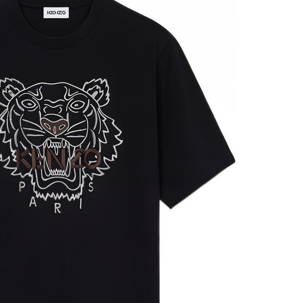 Sizing KENZO Kaos Slim Fit Lengan Pendek Motif Harimau Hitam. FB65TS0894YF-99