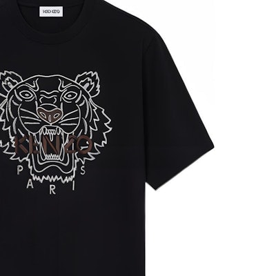 KENZO Kaos Slim Fit Lengan Pendek Motif Harimau Hitam. FB65TS0894YF-99 Sizing KENZO Kaos Slim Fit Lengan Pendek Motif Harimau Hitam. FB65TS0894YF-99