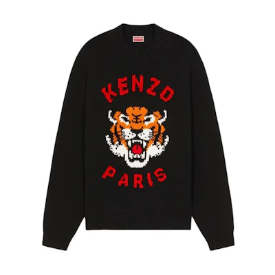 KENZO Unisex Animal Graphic Crewneck Long Sleeve Sweater Black FE58PU0143LD-99J