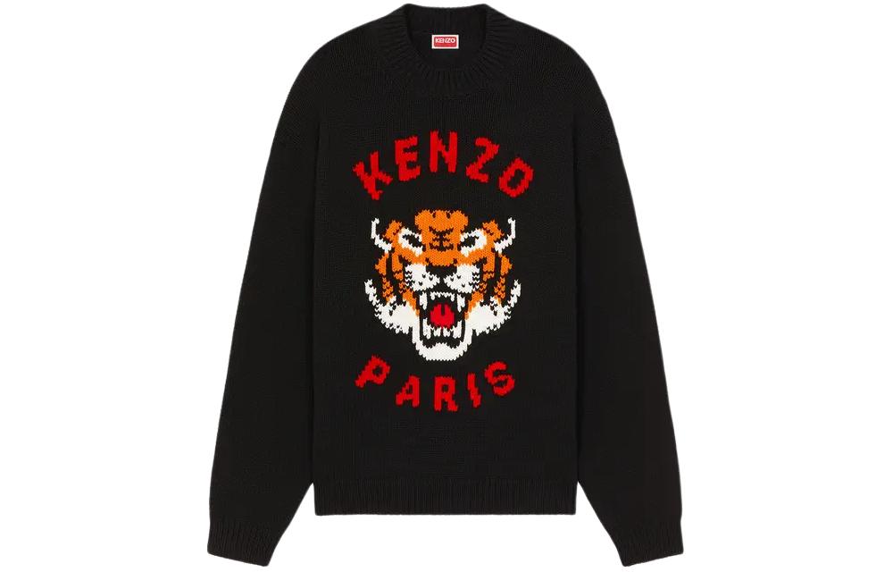 Order KENZO Unisex Animal Graphic Crewneck Long Sleeve Sweater Black FE58PU0143LD-99J