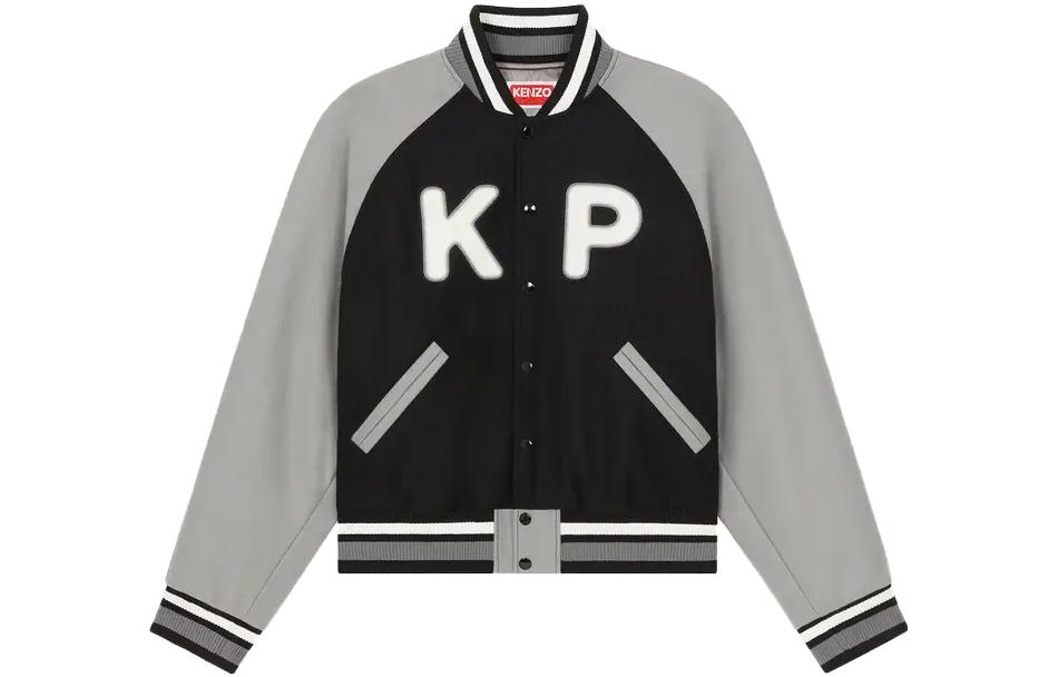 KENZO Unisex Black Varsity Jacket with Colorblock Logo Design. FE58BL1469OH-99