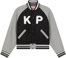 KENZO Unisex Black Varsity Jacket with Colorblock Logo Design. FE58BL1469OH-99 KENZO Unisex Black Varsity Jacket with Colorblock Logo Design. FE58BL1469OH-99