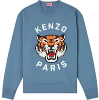 KENZO Unisex Blue Printed Crewneck Long Sleeve Pullover Sweatshirt FE68SW1064MF-67 KENZO Unisex Blue Printed Crewneck Long Sleeve Pullover Sweatshirt FE68SW1064MF-67
