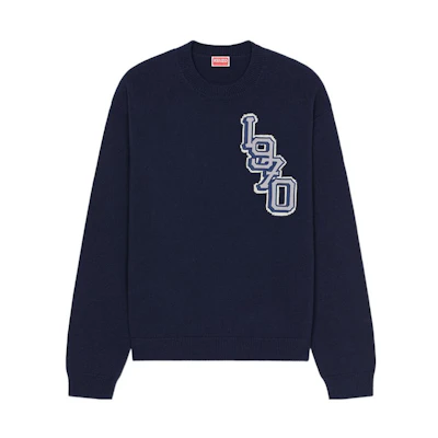 KENZO Unisex Navy Blue Solid Long-Sleeve Crewneck Sweatshirt. FC65PU3163BC-77-yc