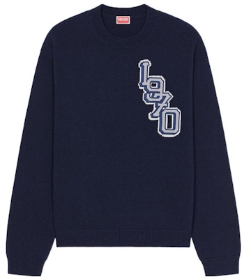 KENZO Unisex Navy Blue Solid Long-Sleeve Crewneck Sweatshirt. FC65PU3163BC-77-yc Order KENZO Unisex Navy Blue Solid Long-Sleeve Crewneck Sweatshirt. FC65PU3163BC-77-yc