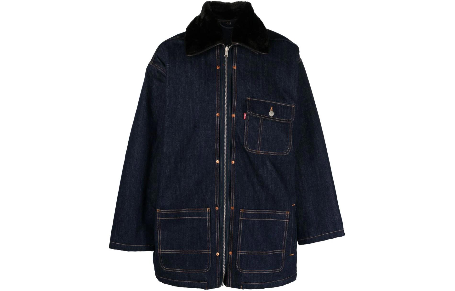 KENZO Unisex Solid Color Zipper Jacket - Dark Blue FD65DM011LE1-01