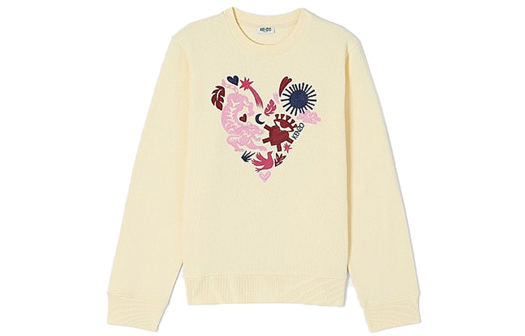 KENZO Valentine's Heart Embroidered Pullover Sweatshirt Vanilla Men’s FA5-5SW129-4Z8-38