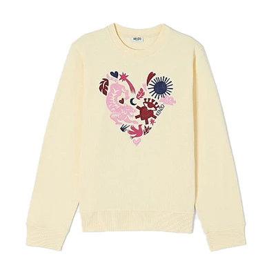 KENZO Valentine's Heart Embroidered Pullover Sweatshirt Vanilla Men’s FA5-5SW129-4Z8-38