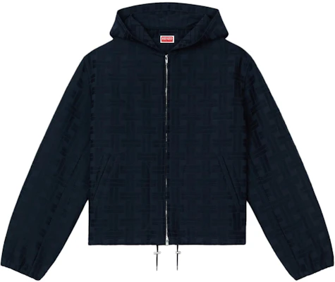KENZO 编织蓝黑色提花棉连帽夹克 SS25 FF55CH5329JX-79 Buy KENZO 编织蓝黑色提花棉连帽夹克 SS25 FF55CH5329JX-79