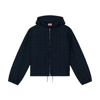 KENZO Weave SS25 Blue-Black Jacquard Cotton Hooded Jacket FF55CH5329JX-79