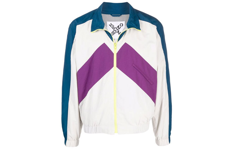 KENZO White Color-Block Zip-Up Track Jacket FB65BL5109CO-94