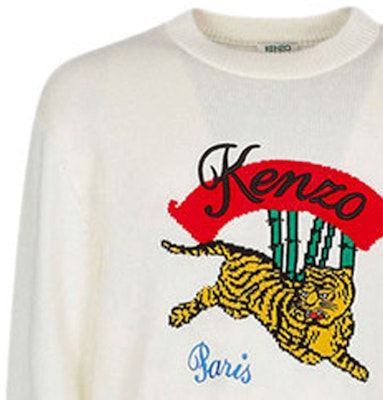 KENZO Baju Cotton Putih Crewneck Sweater Lelaki. F955PU2573XC-01 Sizing KENZO Baju Cotton Putih Crewneck Sweater Lelaki. F955PU2573XC-01