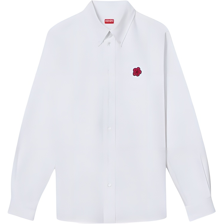 KENZO White Embroidered Long Sleeve Button-Up Collar Shirt for Men. FE65CH4109LO-01