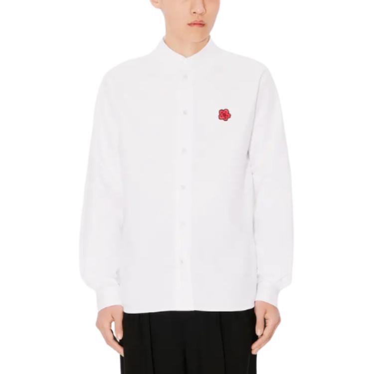 Purchase KENZO 男士白色刺绣长袖扣领衬衫 FE65CH4109LO-01