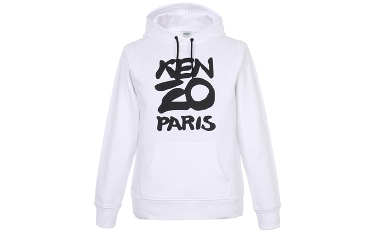 KENZO White Hoodie with Letter Logo Print FA5-5SW165-4ME-01