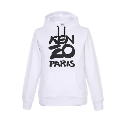 KENZO White Hoodie with Letter Logo Print FA5-5SW165-4ME-01