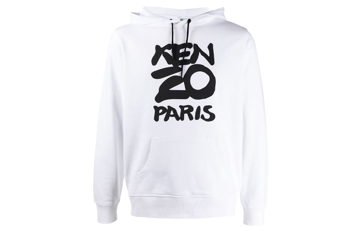 KENZO White Hoodie with Logo Graphic Design FA55SW1654ME-001