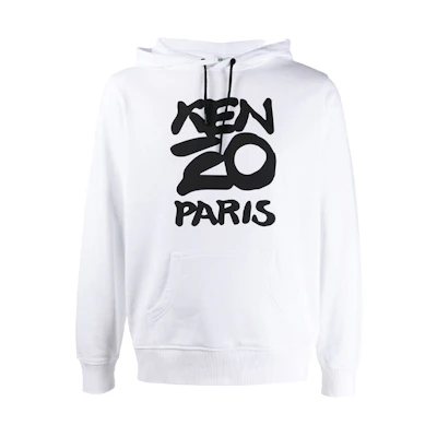 KENZO White Hoodie with Logo Graphic Design FA55SW1654ME-001