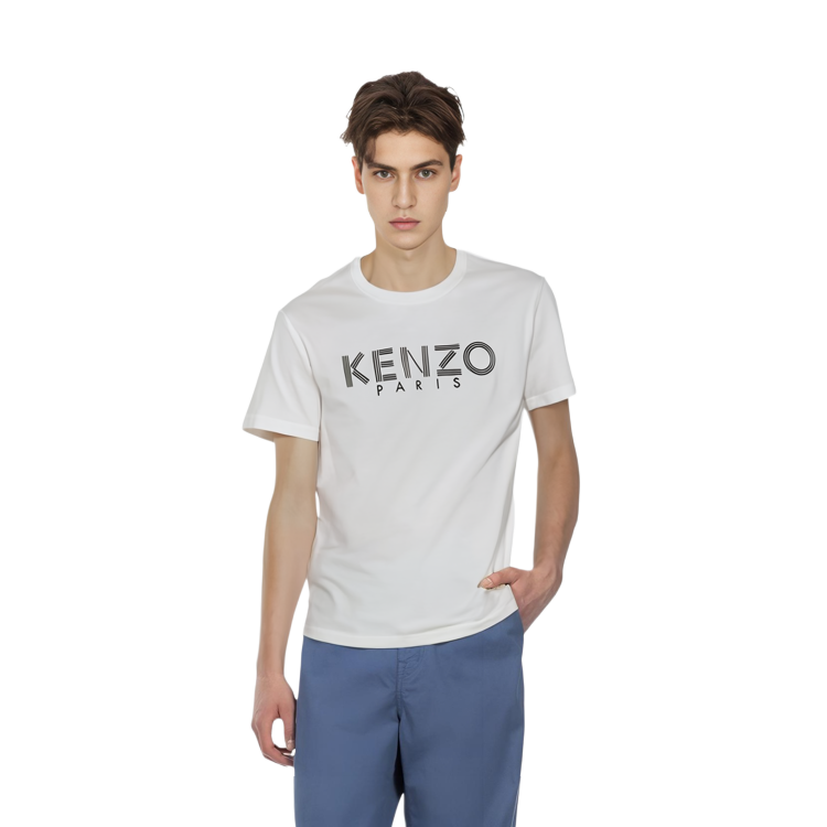 Shop KENZO 白色短袖棉質T恤 印花標誌 F005TS0924SG-01